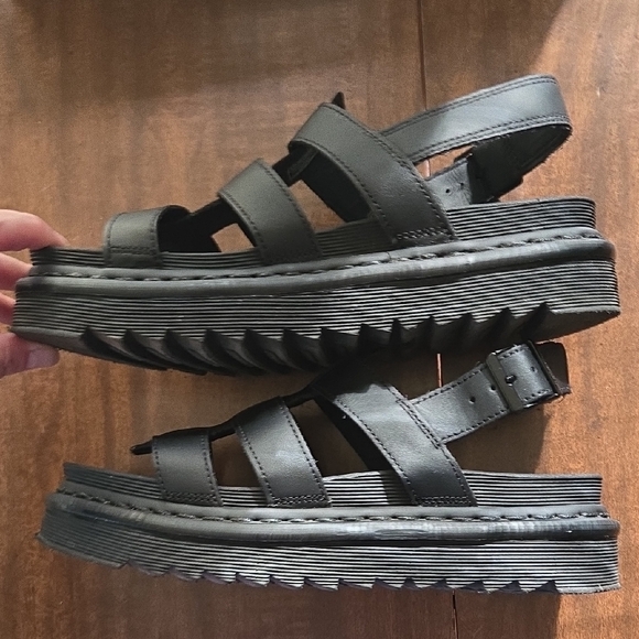 Dr. Martens Black Strappy Platform Sandals L9 - Picture 2 of 5